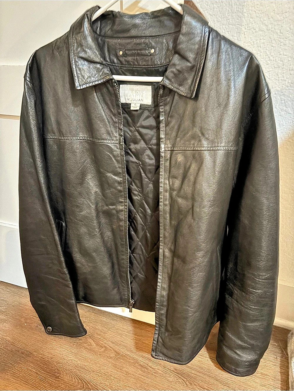 Wilson Leather Black Leather Jacket Size Large